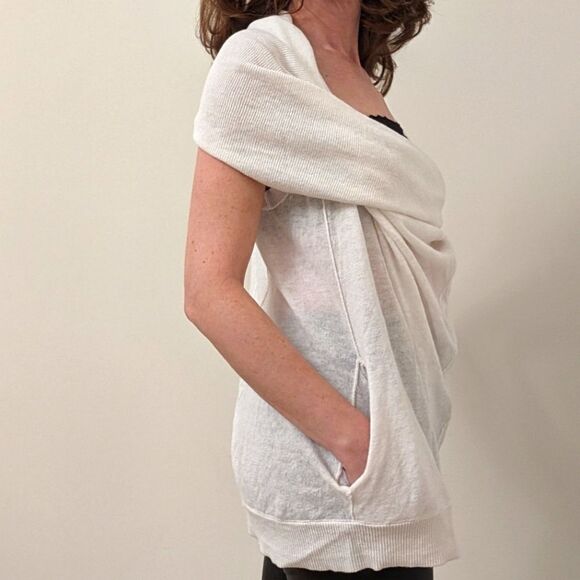 MICHAEL Michael Kors Drapey Cowl Neck Linen and Cotton Sleeveless Sweater - Picture 2 of 6